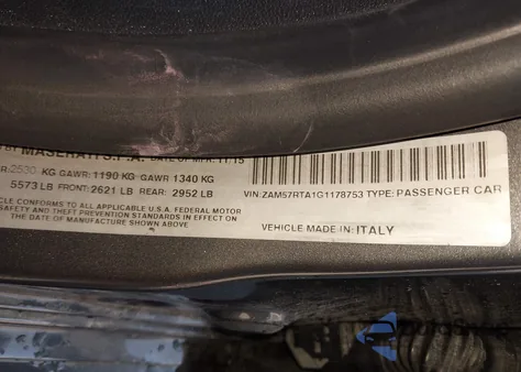 2016 Maserati Ghibli S Q4 из США, поврежденный, VIN ZAM57RTA1G1178753